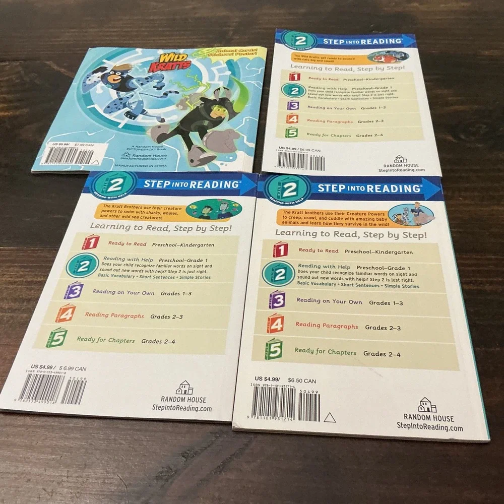 Wild Kratts Step into Reading Level 2 Book Lot of 4 Science Readers Kids Animals
